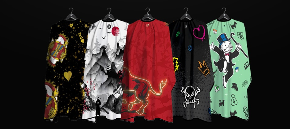 Collection of premium patterned barber cutting capes